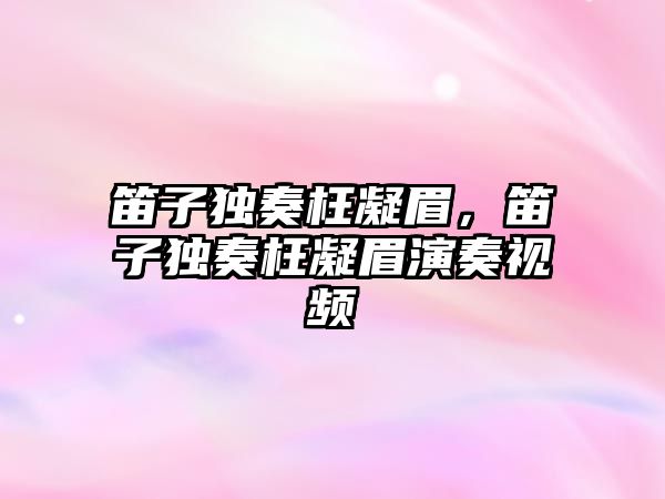 笛子獨奏枉凝眉，笛子獨奏枉凝眉演奏視頻