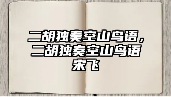 二胡獨(dú)奏空山鳥語，二胡獨(dú)奏空山鳥語宋飛