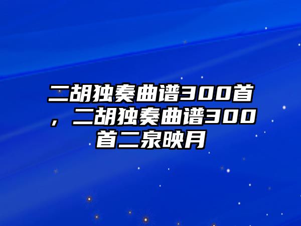 二胡獨奏曲譜300首，二胡獨奏曲譜300首二泉映月