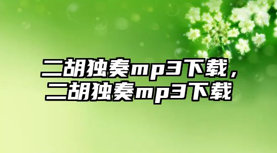 二胡獨奏mp3下載，二胡獨奏mp3下載