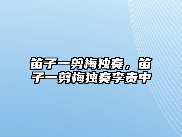 笛子一剪梅獨奏，笛子一剪梅獨奏李貴中