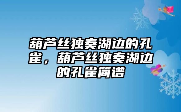 葫蘆絲獨奏湖邊的孔雀，葫蘆絲獨奏湖邊的孔雀簡譜