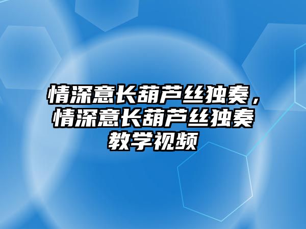 情深意長葫蘆絲獨奏，情深意長葫蘆絲獨奏教學視頻