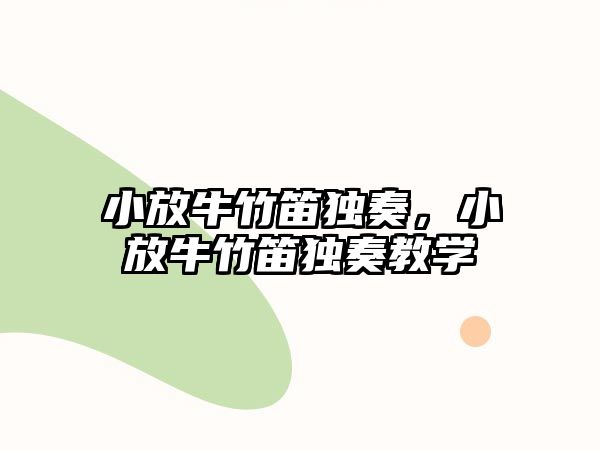 小放牛竹笛獨奏，小放牛竹笛獨奏教學