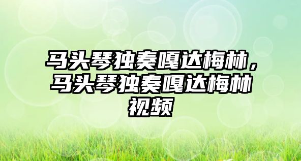 馬頭琴獨奏嘎達梅林，馬頭琴獨奏嘎達梅林視頻