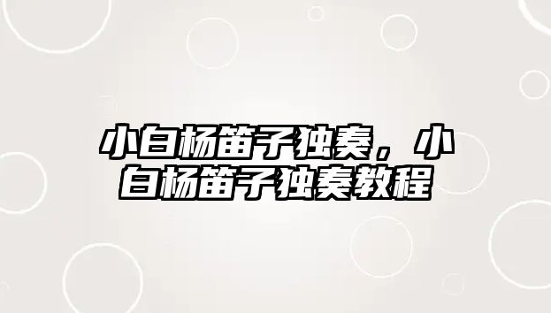 小白楊笛子獨(dú)奏，小白楊笛子獨(dú)奏教程