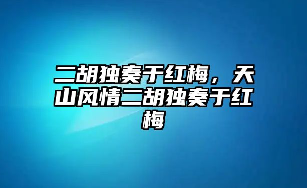 二胡獨(dú)奏于紅梅，天山風(fēng)情二胡獨(dú)奏于紅梅