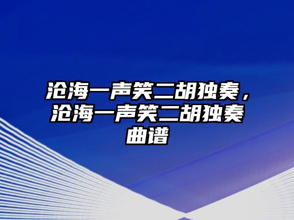 滄海一聲笑二胡獨奏，滄海一聲笑二胡獨奏曲譜