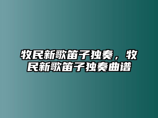 牧民新歌笛子獨奏，牧民新歌笛子獨奏曲譜