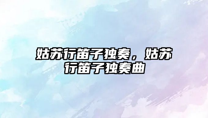 姑蘇行笛子獨奏，姑蘇行笛子獨奏曲