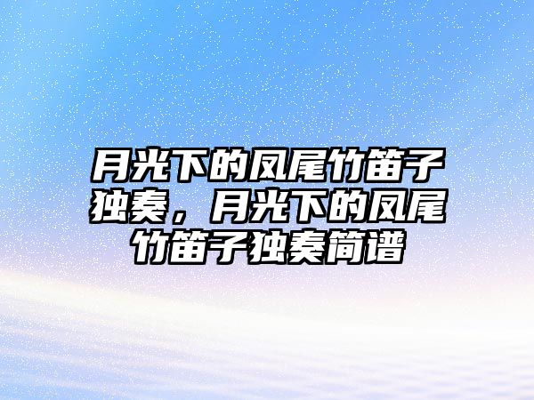 月光下的鳳尾竹笛子獨奏，月光下的鳳尾竹笛子獨奏簡譜