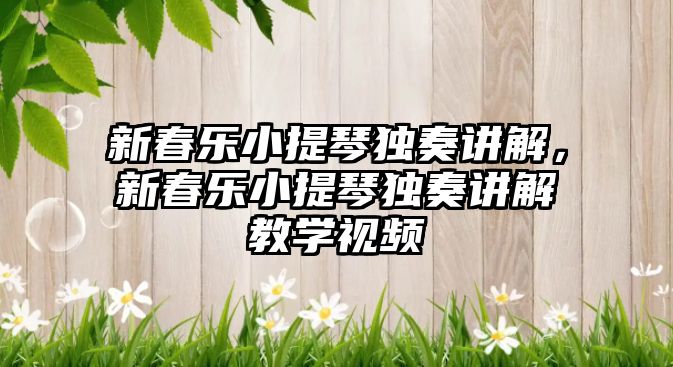 新春樂小提琴獨奏講解，新春樂小提琴獨奏講解教學視頻