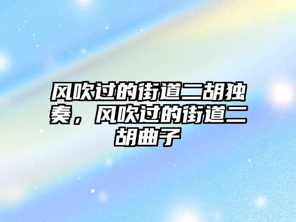 風吹過的街道二胡獨奏，風吹過的街道二胡曲子