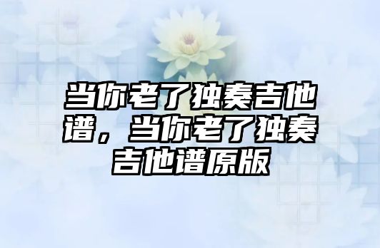 當你老了獨奏吉他譜，當你老了獨奏吉他譜原版