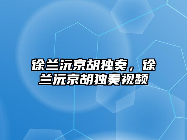 徐蘭沅京胡獨奏，徐蘭沅京胡獨奏視頻