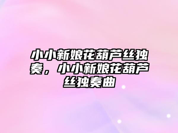 小小新娘花葫蘆絲獨奏，小小新娘花葫蘆絲獨奏曲