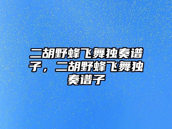 二胡野蜂飛舞獨奏譜子，二胡野蜂飛舞獨奏譜子