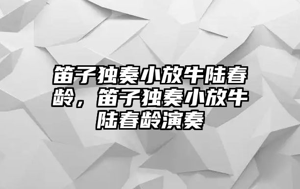 笛子獨奏小放牛陸春齡，笛子獨奏小放牛陸春齡演奏