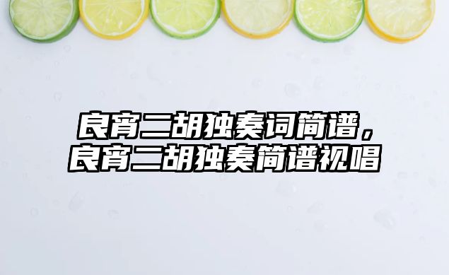 良宵二胡獨奏詞簡譜，良宵二胡獨奏簡譜視唱