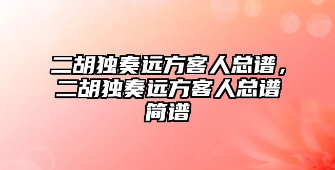 二胡獨奏遠方客人總譜，二胡獨奏遠方客人總譜簡譜