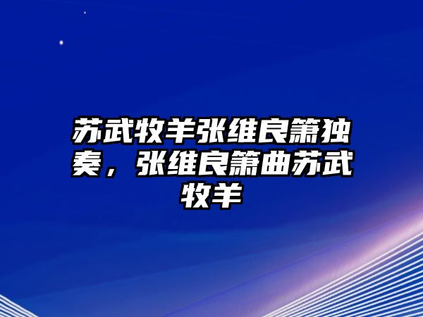 蘇武牧羊張維良簫獨奏，張維良簫曲蘇武牧羊