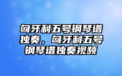 匈牙利五號鋼琴譜獨奏，匈牙利五號鋼琴譜獨奏視頻