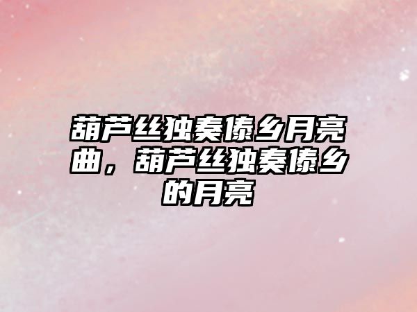 葫蘆絲獨奏傣鄉月亮曲，葫蘆絲獨奏傣鄉的月亮