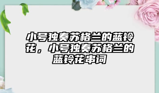 小號(hào)獨(dú)奏蘇格蘭的藍(lán)鈴花，小號(hào)獨(dú)奏蘇格蘭的藍(lán)鈴花串詞