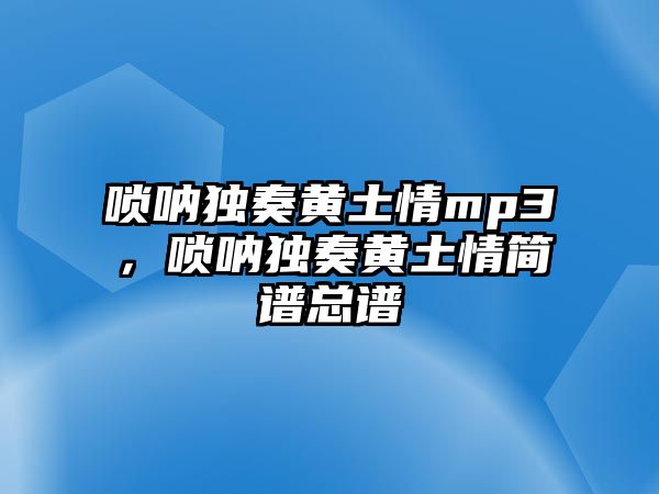 嗩吶獨(dú)奏黃土情mp3，嗩吶獨(dú)奏黃土情簡譜總譜