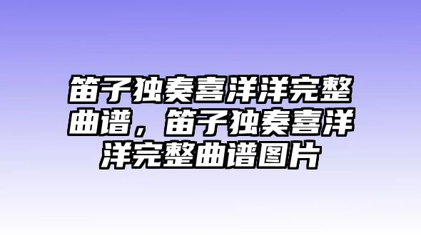 笛子獨奏喜洋洋完整曲譜，笛子獨奏喜洋洋完整曲譜圖片