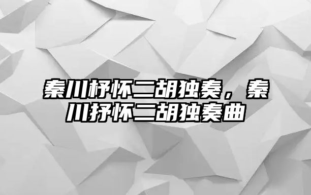 秦川杼懷二胡獨奏，秦川抒懷二胡獨奏曲