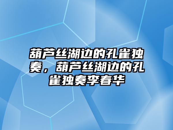 葫蘆絲湖邊的孔雀獨奏，葫蘆絲湖邊的孔雀獨奏李春華