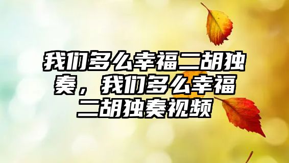 我們多么幸福二胡獨奏，我們多么幸福二胡獨奏視頻