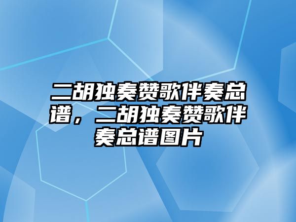 二胡獨奏贊歌伴奏總譜，二胡獨奏贊歌伴奏總譜圖片