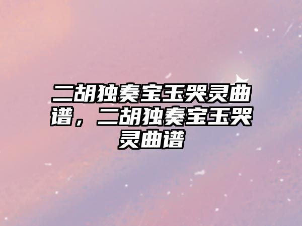 二胡獨奏寶玉哭靈曲譜，二胡獨奏寶玉哭靈曲譜