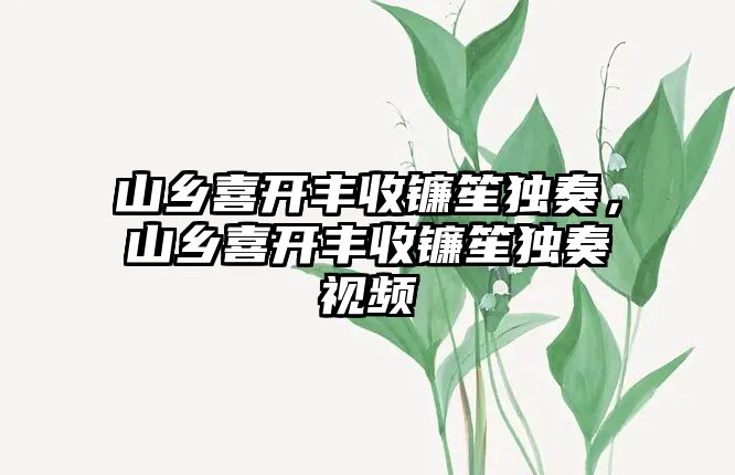 山鄉喜開豐收鐮笙獨奏，山鄉喜開豐收鐮笙獨奏視頻