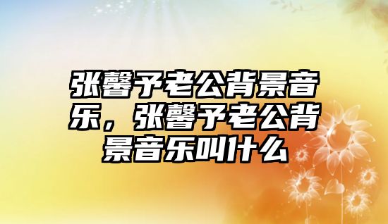 張馨予老公背景音樂，張馨予老公背景音樂叫什么