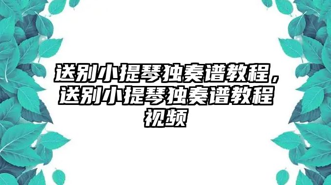 送別小提琴獨奏譜教程，送別小提琴獨奏譜教程視頻